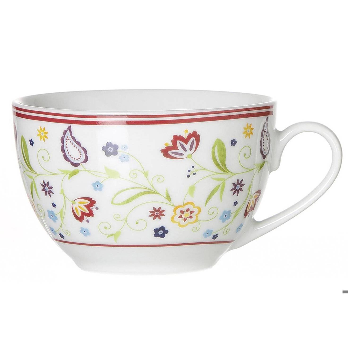 Ritzenhoff & Breker - Shanti Doppio (200ml) Kaffeetasse, Porzellan, Weiß mit Paisley-Muster