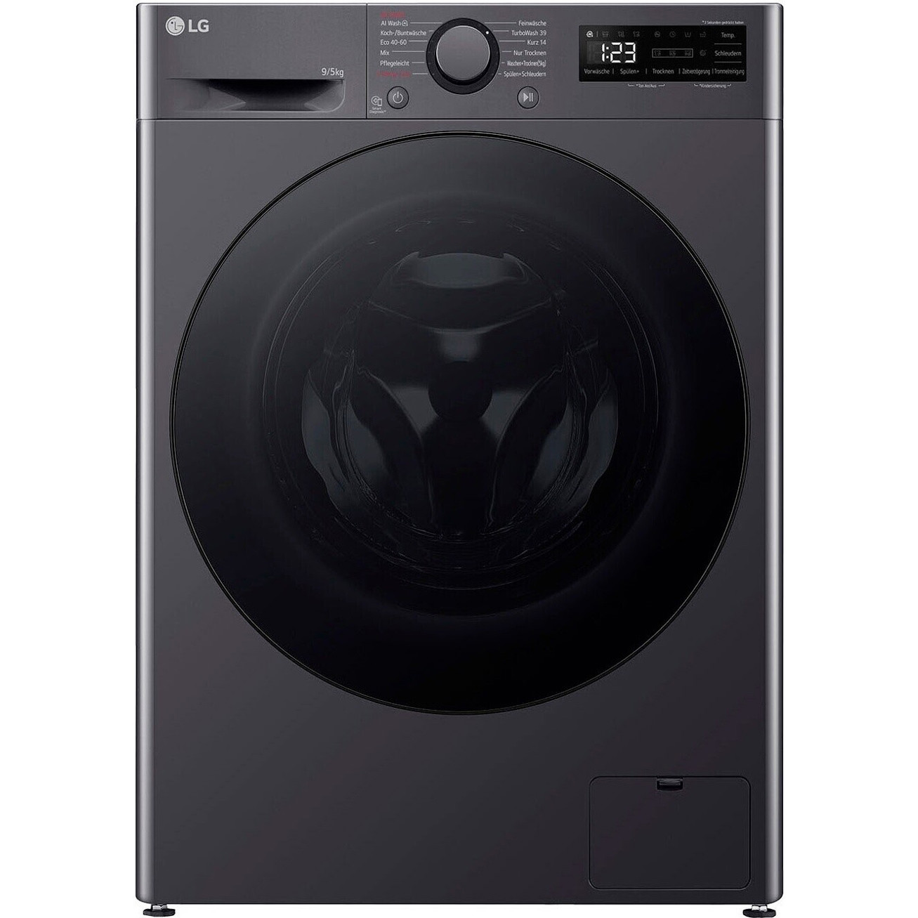 LG - V5WD95SLIMB (Waschtrockner Frontlader, schwarz, Edelstahl-Trommel, LED Display, WLAN Smarthome, Inverter-Motor)