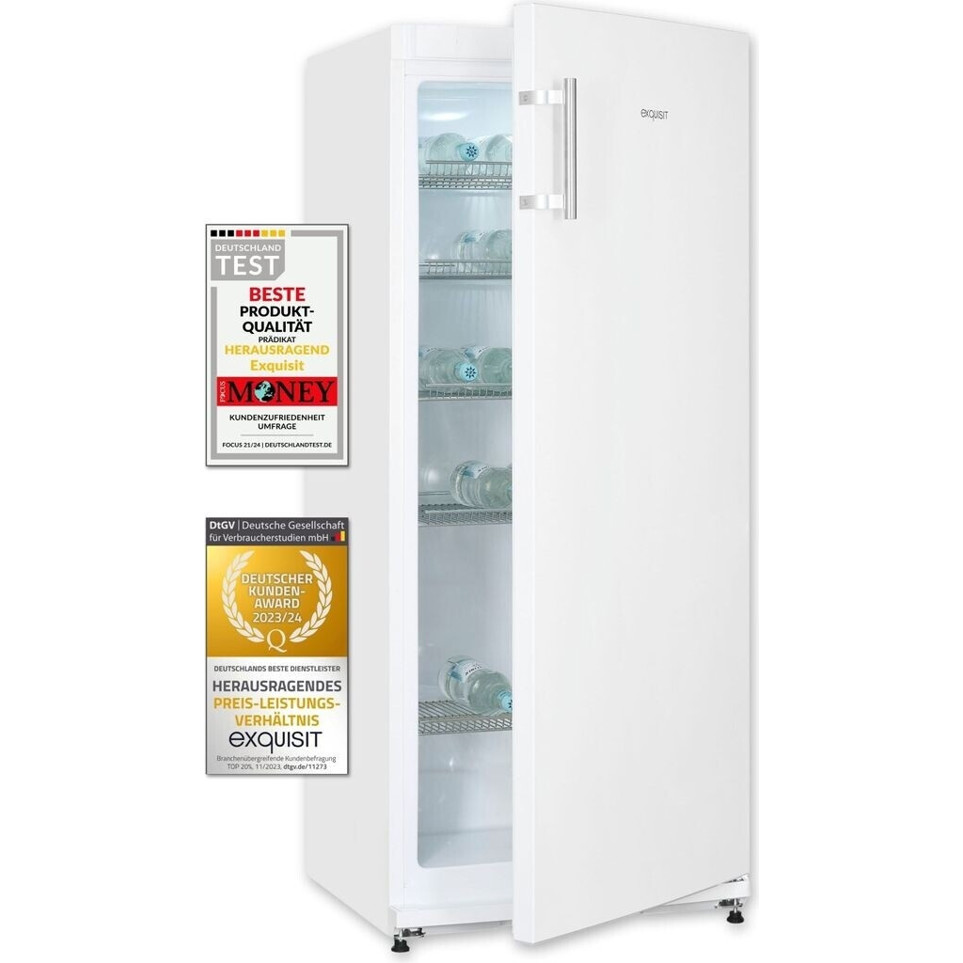 Exquisit - GKS29-V-H-280E - Freistehender Getränkekühlschrank mit wechselbarem Türanschlag, 254 Liter, 60 cm breit, weiß