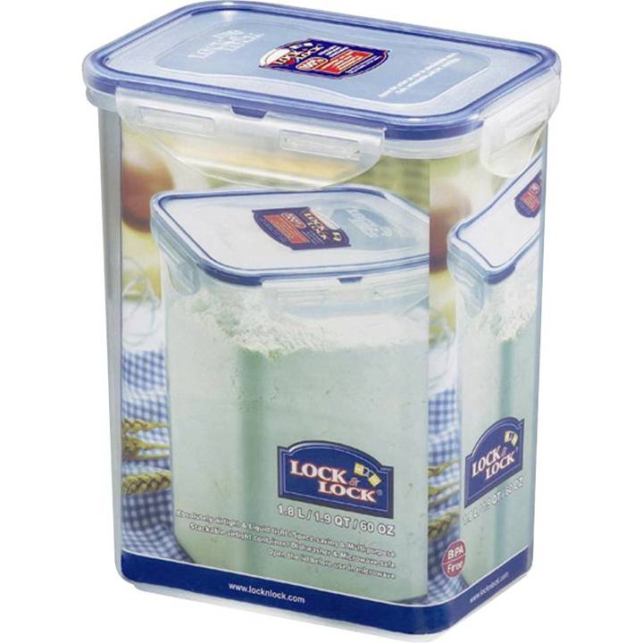LOCK & LOCK - 1800ml - Wasserdichte rechteckige Frischhaltedose (Transparent, Polypropylen) 15,5x10,8x18,5cm