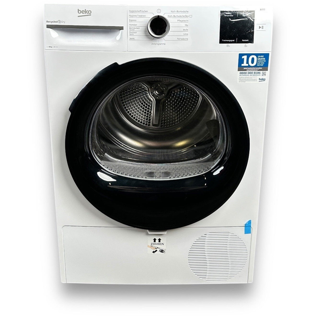 Beko - BM3T38249W (Wärmepumpentrockner) - 8 kg Kapazität, Edelstahl Trommel, Startzeitvorwahl, Einknopf-Programmwahl, 15 Trockenprogramme, freistehend, weiß, leisem Betriebsgeräusch (64 dB)