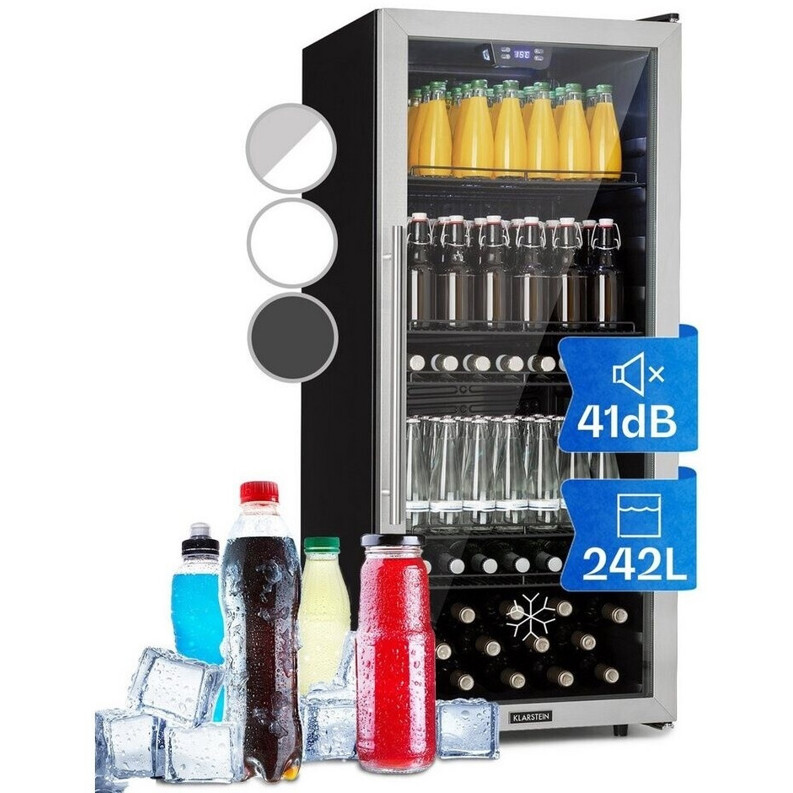 Klarstein - 10045901 Beersafe 7XL - Getränkekühlschrank mit Glastür - 242 Liter (schwarz/silber) (rechts anschlagend)