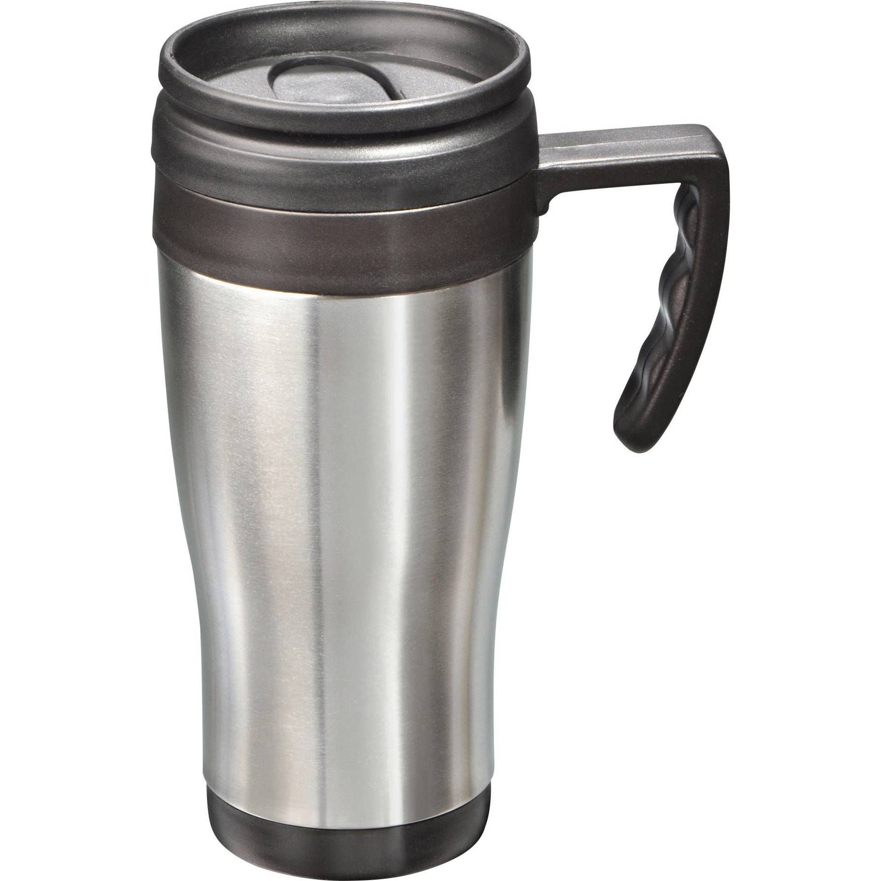 MATO interpräsent - 4180 Thermobecher Edelstahl (gebürstet, Schwarz) - Edelstahl, Kunststoff 0.4l