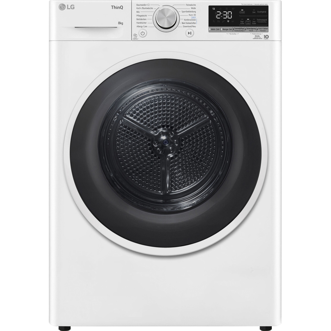 LG - RT80V9 Wärmepumpentrockner (8 kg, freistehend, LED-Display) weiß/schwarz