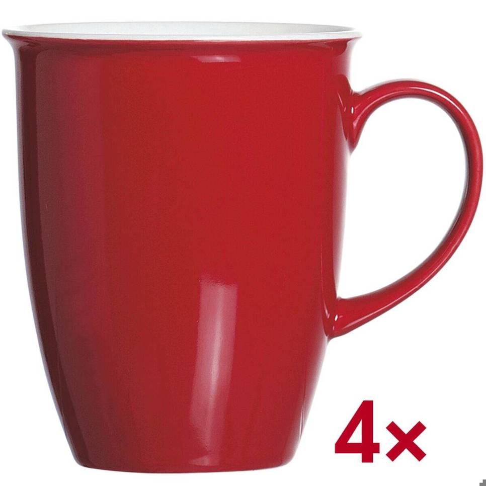 Ritzenhoff & Breker - Doppio - 4-teiliges Kaffeebecher-Set (spülmaschinenfest, Rot, Porzellan, 320ml)