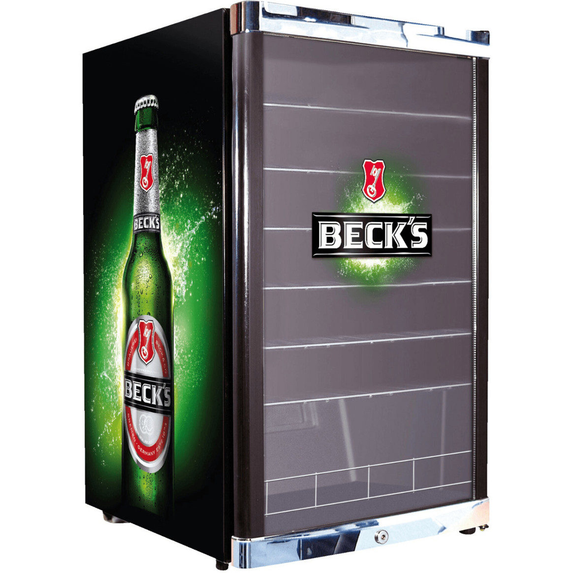 Husky - Becks 130 L - Freistehender Getränkekühlschrank, Schwarz, Mit Glastür (Stahlblech)