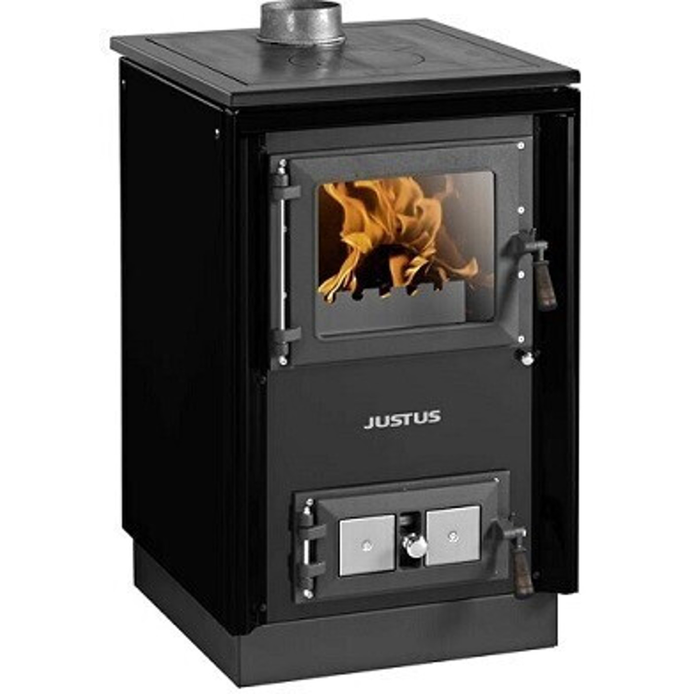 Justus - 50 2.0 (Rustico Weiß) - Festbrennstoff- & Holzherd mit Dauerbetrieb (7 kW, Scheibenspülung)