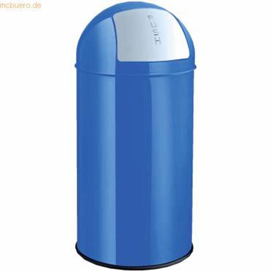 Helit - 30l Abfallbehälter, Metall (Push-Einwurfklappe, blau)