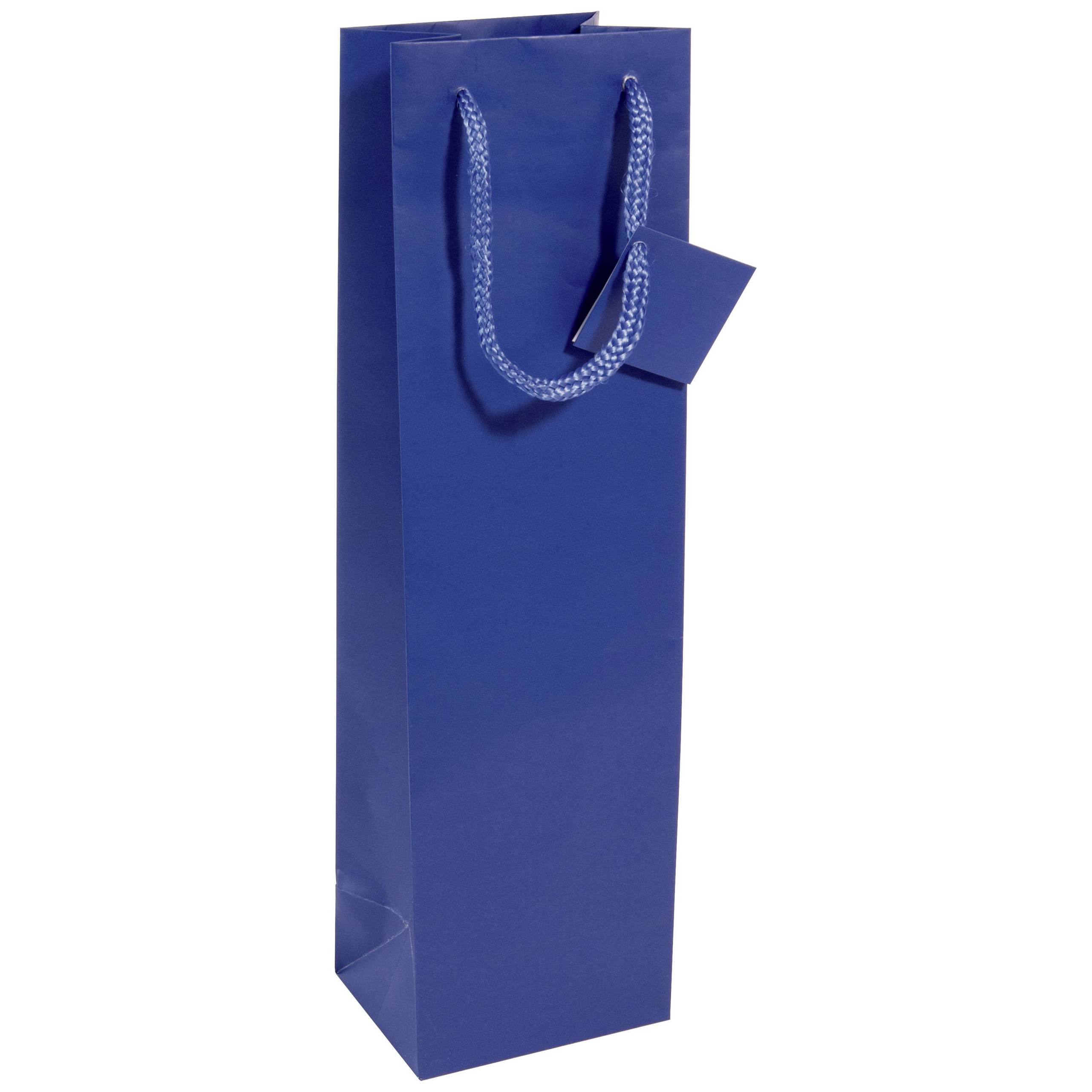 Sigel - GT505 Bottle Geschenktasche Papier (Ultramarinblau, Matt) 10 x 35 cm 157g