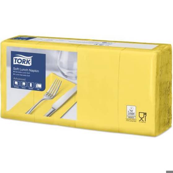 TORK - Advanced 33x33cm Lunchserviette (1/8 Falz, 3-lagig, gelb, 150St.)