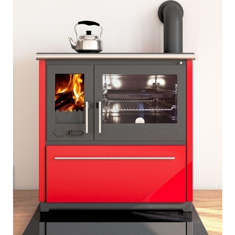 Plamen - 850 - Dauerbrand Küchenofen Holz-Kohle (8 kW) - rot