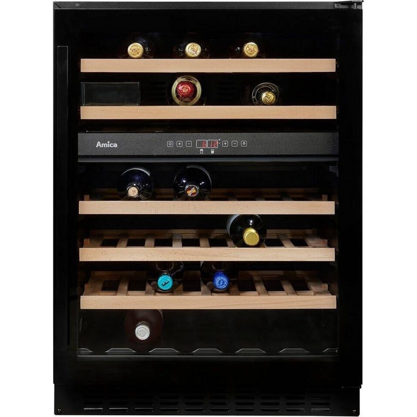 Amica - WK341110-1S (Zweizonen-Weinkühlschrank-schwarz, 45 Flaschen, LED-Beleuchtung, Glastür)