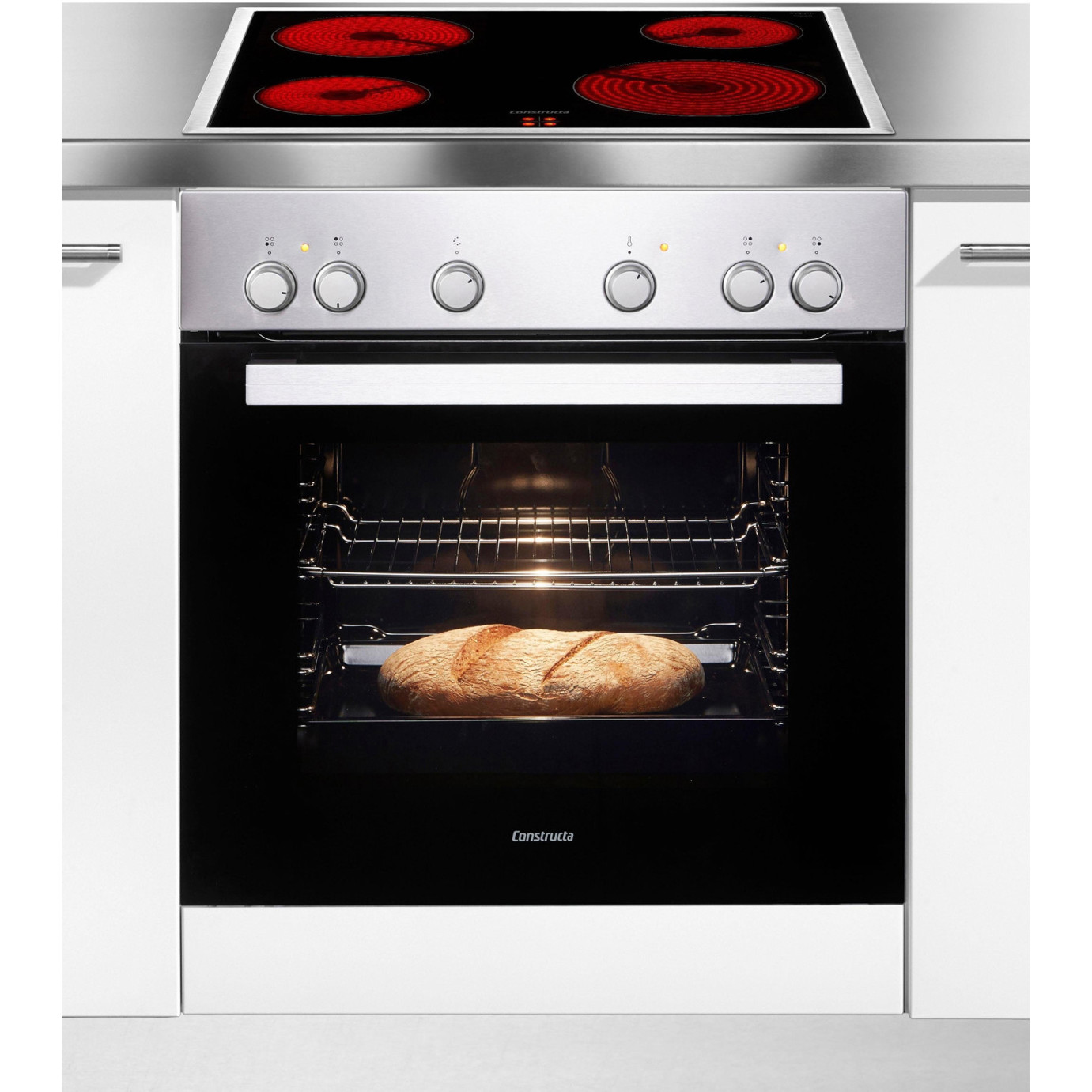 Constructa - CX3HS601 Elektroherd-Set (Ceran, 71 Liter, silber)