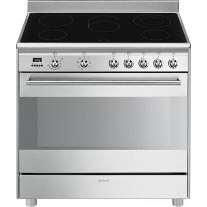 Smeg - SCD91CMX9 (Glaskeramik - großer Stand-Elektroherd mit Signalton und Selbstreinigung)