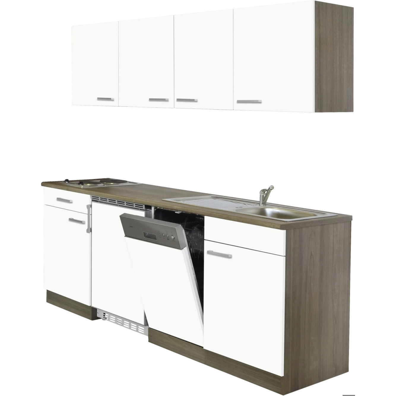 Respekta - KB195EYW - Miniküche mit Kühlschrank (195cm, weiß, 60cm tief, Gefrierbereich: 14L, Kühlbereich: 68L)