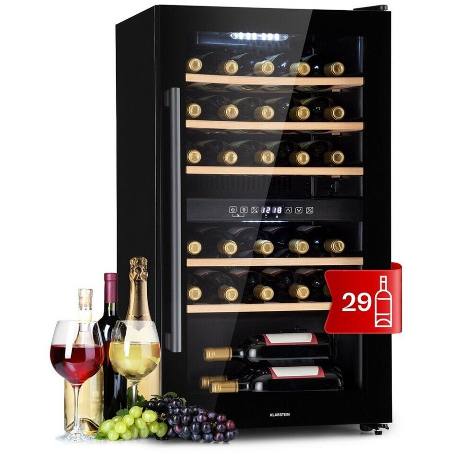 Klarstein - Barossa 29 Duo (Freistehender Weinkühlschrank, Schwarz, 87 cm Höhe)