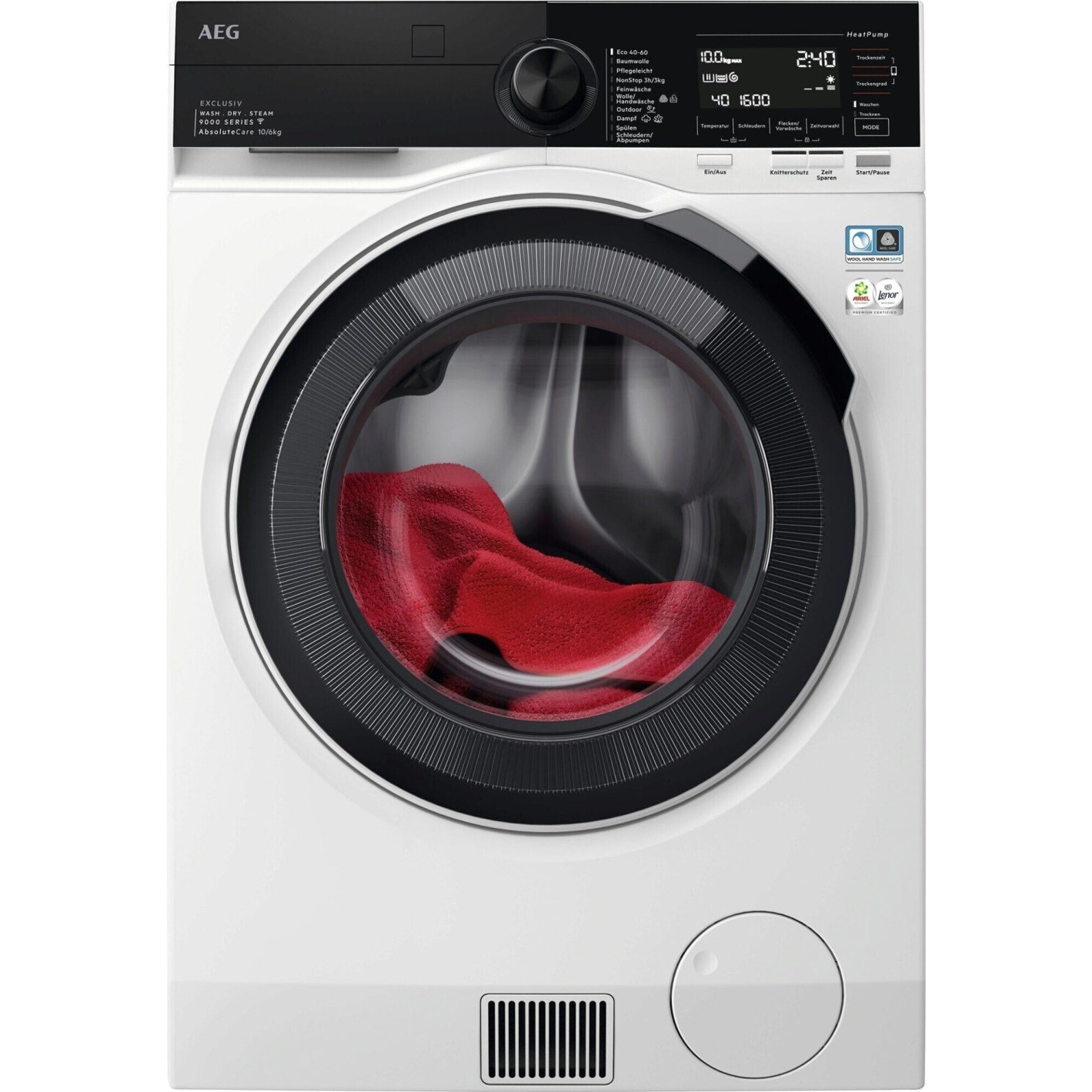 AEG - LWR9W81609 Waschmaschine (Frontlader, freistehender Waschtrockner, 10kg/6kg, 1600 U/min, weiß/schwarz)