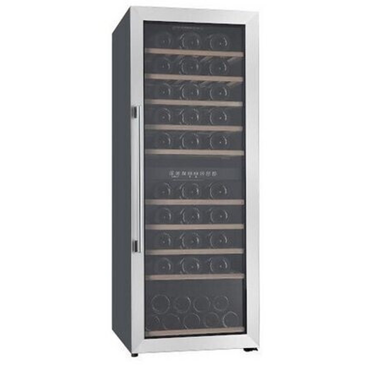 PKM - WKS72-2 Weintemperierschrank (freistehend, silber, 72 Flaschen, LED-Beleuchtung)