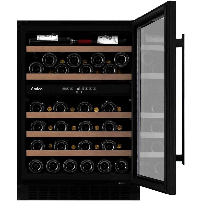 Amica - 341 118 (Freestanding Wine Cooler - Black, Glass Door, 52 Bottles)