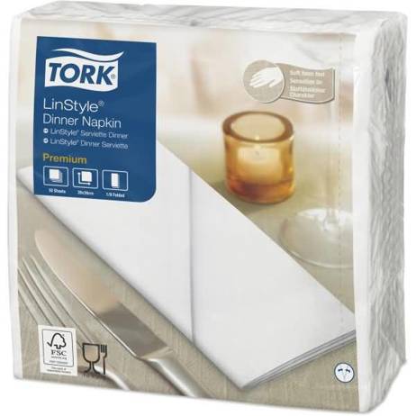 TORK - Dinnerservietten Premium LinStyle 39x39cm (1/8 Falz) | 1-lagig | weiß (VE=50 Stück) - 50St.