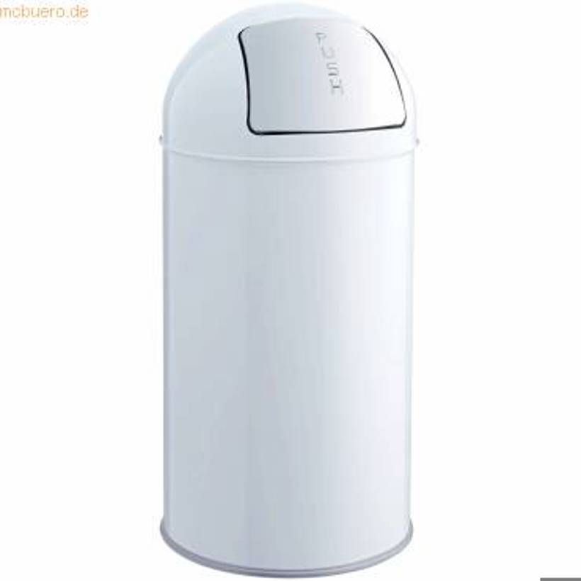 Helit - Abfallbehälter 30l (Metall, Push-Einwurfklappe, weiß)
