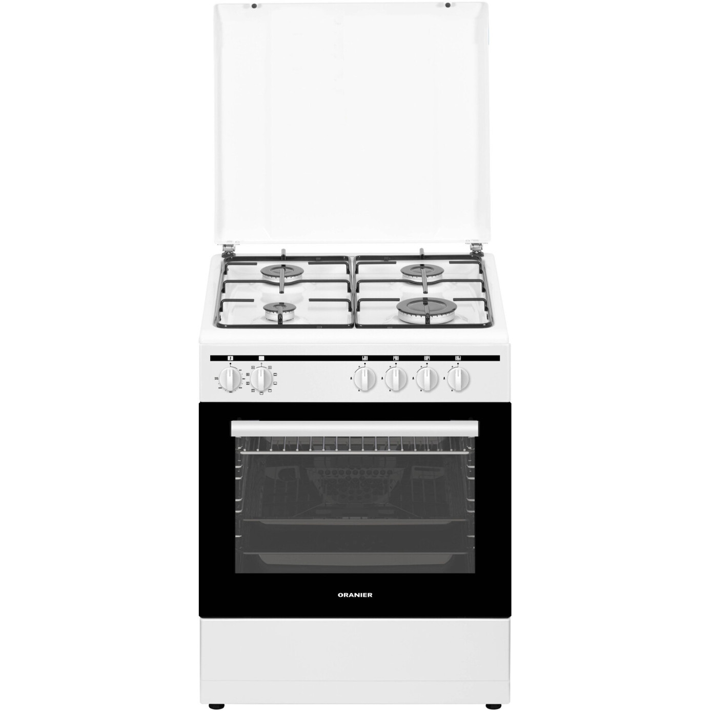 Oranier - STK 657, 60cm Standherd (Gas-Elektro, Gaskochfeld) - weiß, 4 Kochstellen, Grill, Heißluft, Glatte Emaille