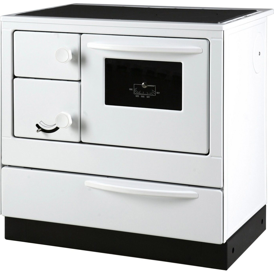 Thorma - Ökonom 85 de Luxe - Weißer Standgerät Herd mit Stahlkochfeld (Scheitholz, 7kW)