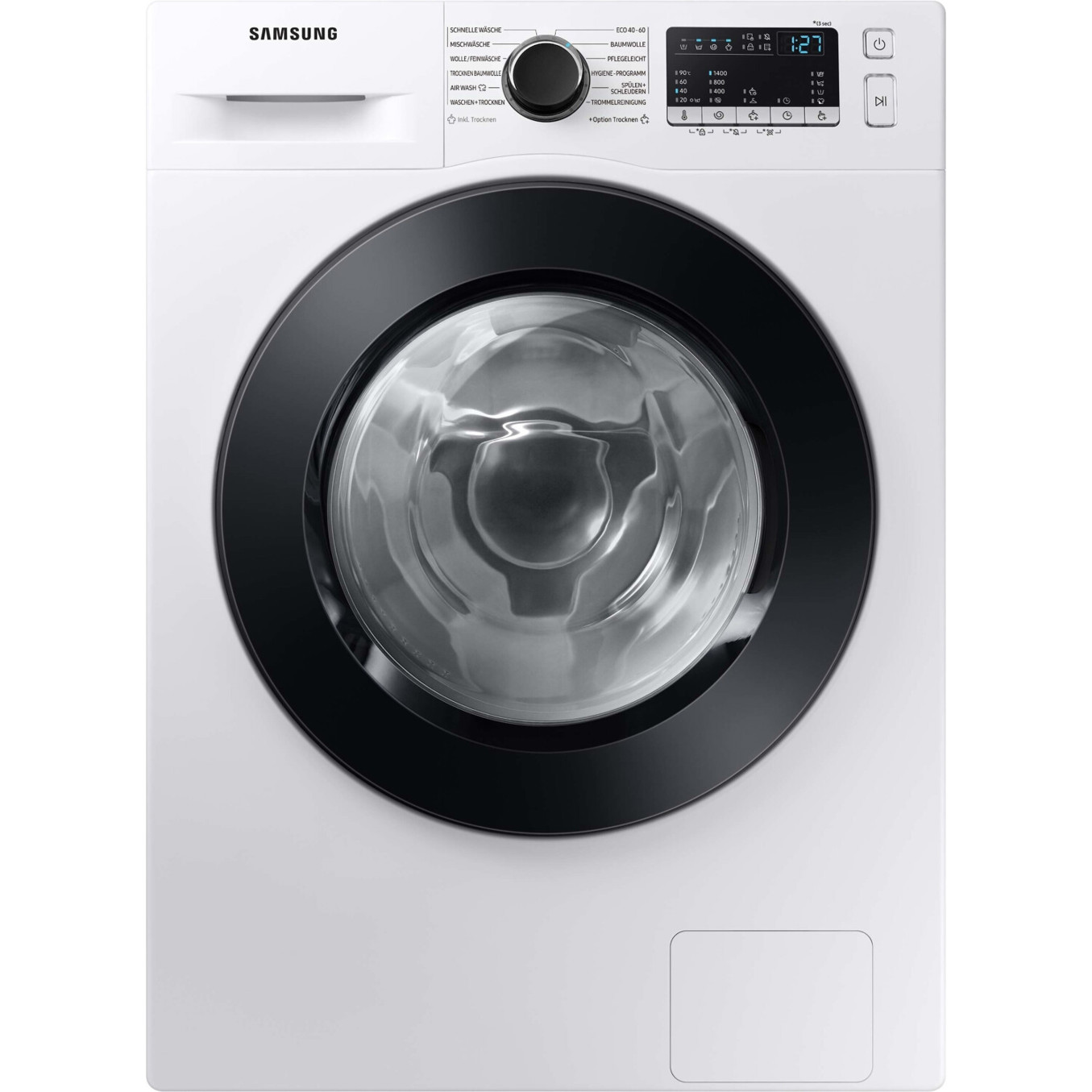 Samsung - WD81T4049CE/EG - Schontrommel Waschtrockner (freistehender Waschtrockner) mit AirWash, Inverter-Motor & Dampf-Funktion, 8 kg Waschen / 5 kg Trocknen, Frontlader, 1.400 U/min, weiß/schwarz