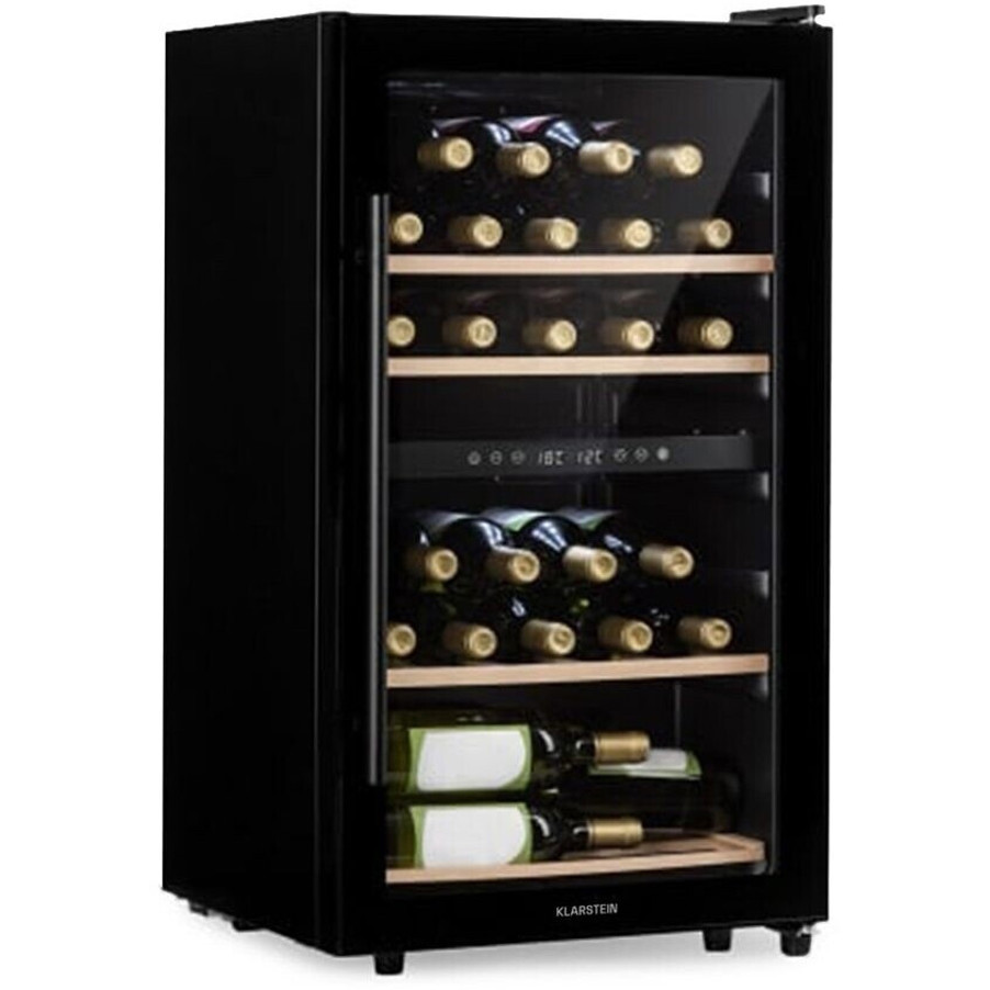 Klarstein - Barossa 34 Duo (freistehender 2 Zonen Weinkühlschrank) (schwarz, Glastür, LED-Display)