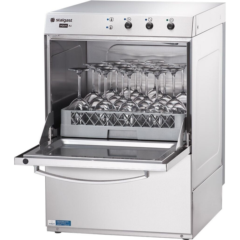 Stalgast - GE313 Gewerbegeschirrspüler - freistehend (Klarspüldosierpumpe, 500 x 500 mm, 56,5 cm Breite, 83,5 cm Höhe, 66,5 cm Tiefe)