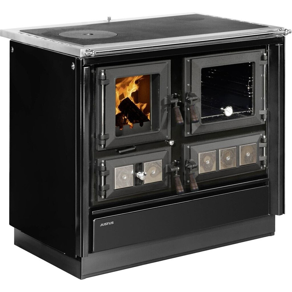 Justus - 90 2.0 - Rustico Holzherd (Stahl/Edelstahl) schwarz