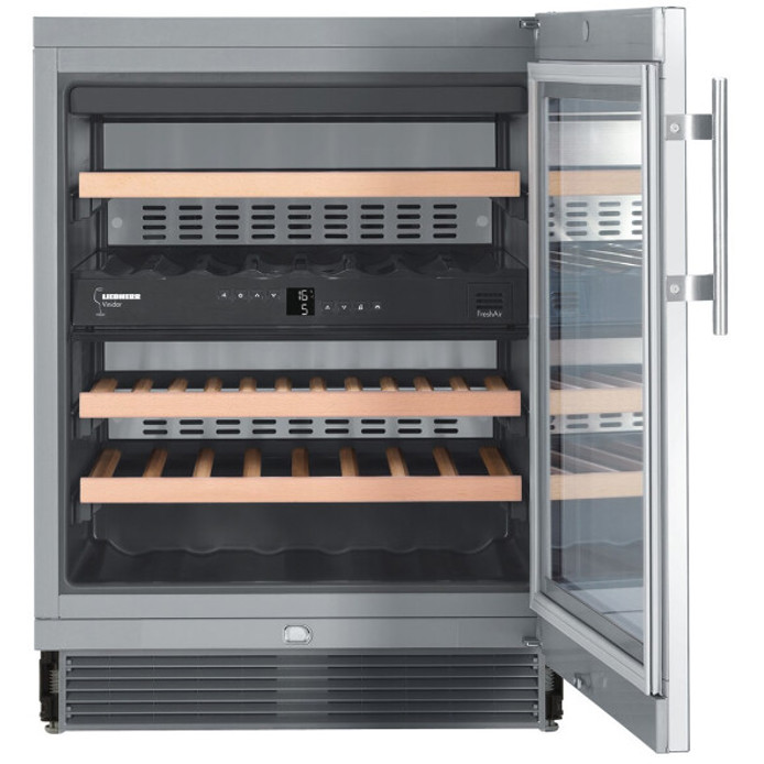 Liebherr - UWTes 1672 - Inox Weintemperierschrank mit Holzlagerböden (silber, Türanschlag: rechts)