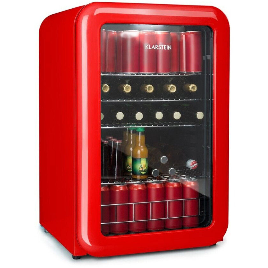 Klarstein - PopLife 115 l - Freistehender Kühlschrank mit Glastür (Rot, 115 Liter, Glastür, Temperaturanzeige)