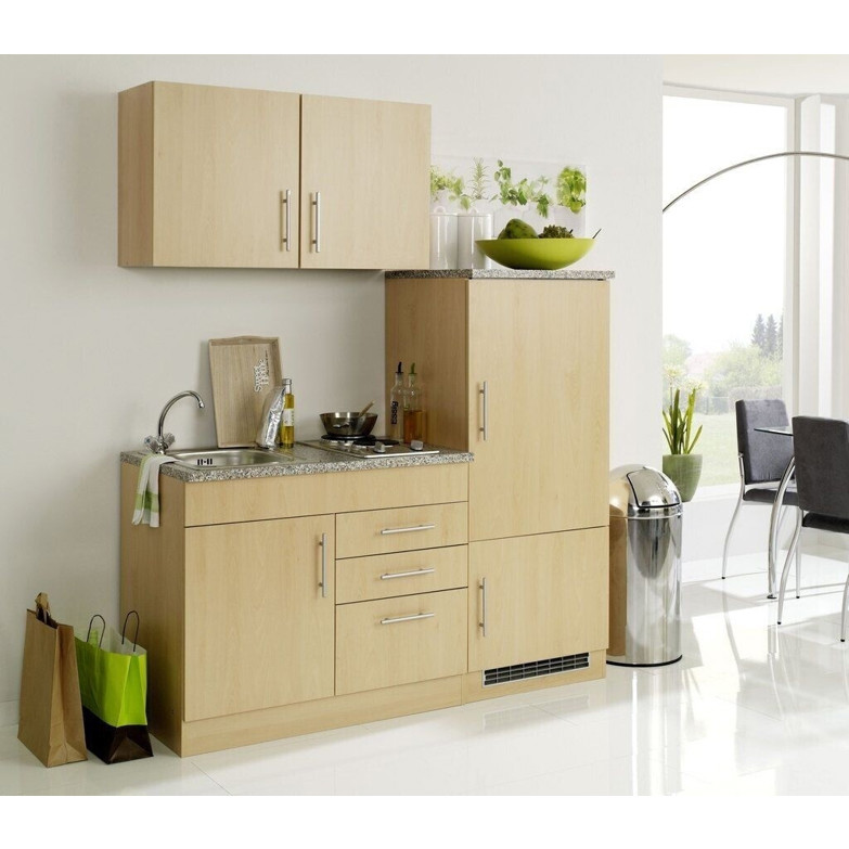 Held Möbel - 909.6510 (TORONTO Miniküche - Buche matt - 160 cm - mit Spüle & Kühlschrank)