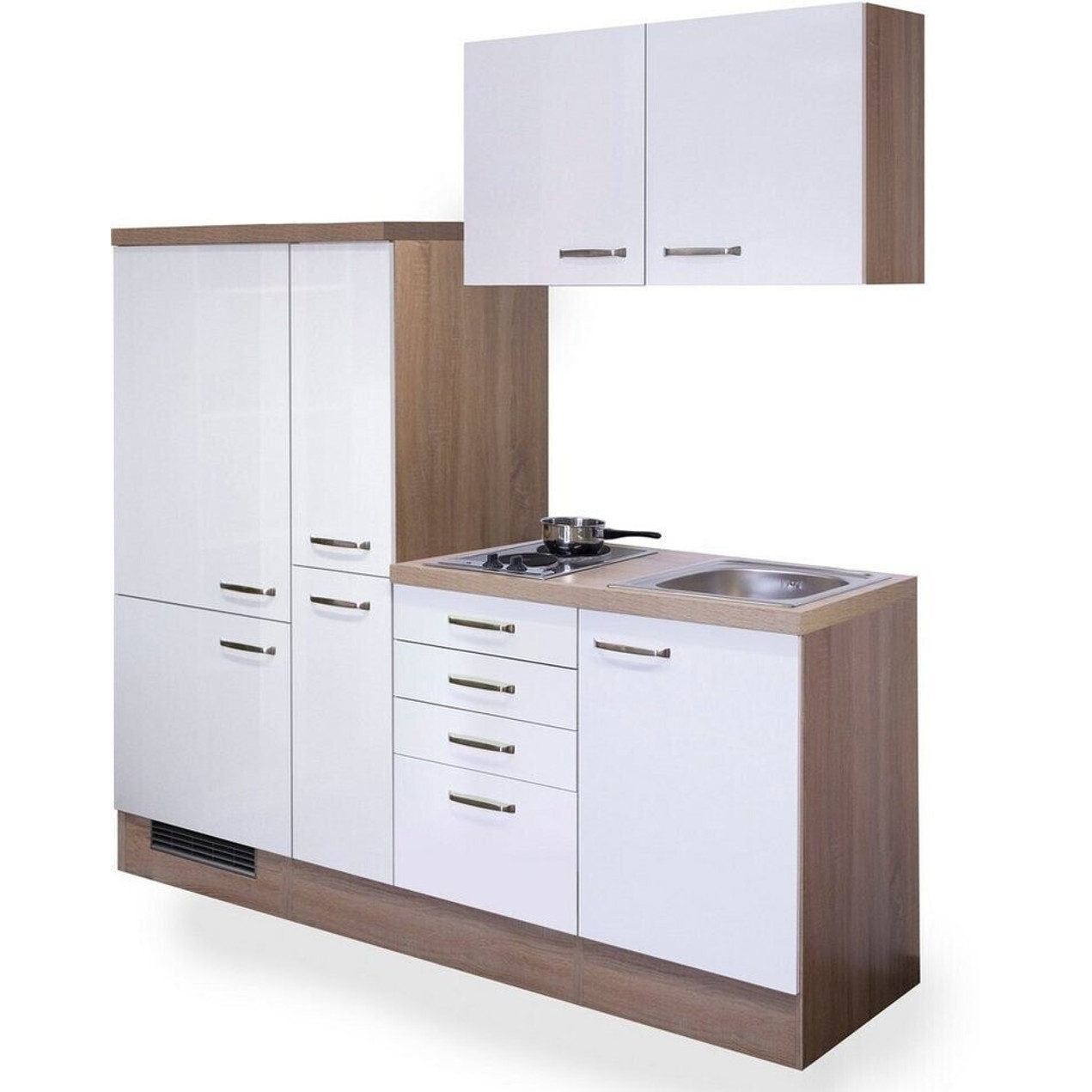 smartmoebel - Valencia 190 cm Miniküche mit Kochfeld (weiß)