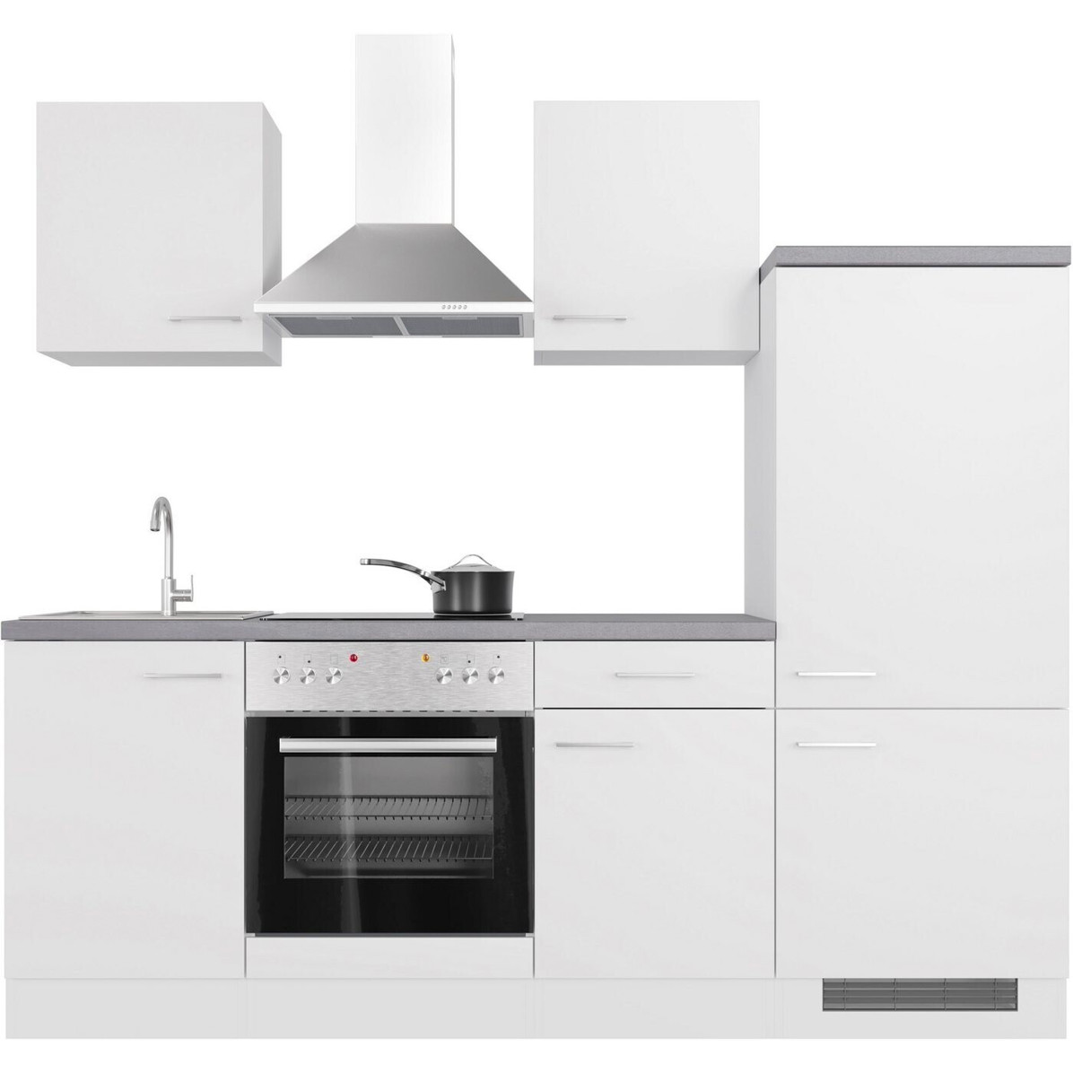 Flex-Well - Kopenhagen Miniküche (weiß, 220cm) mit E-Geräten & Ausstattung