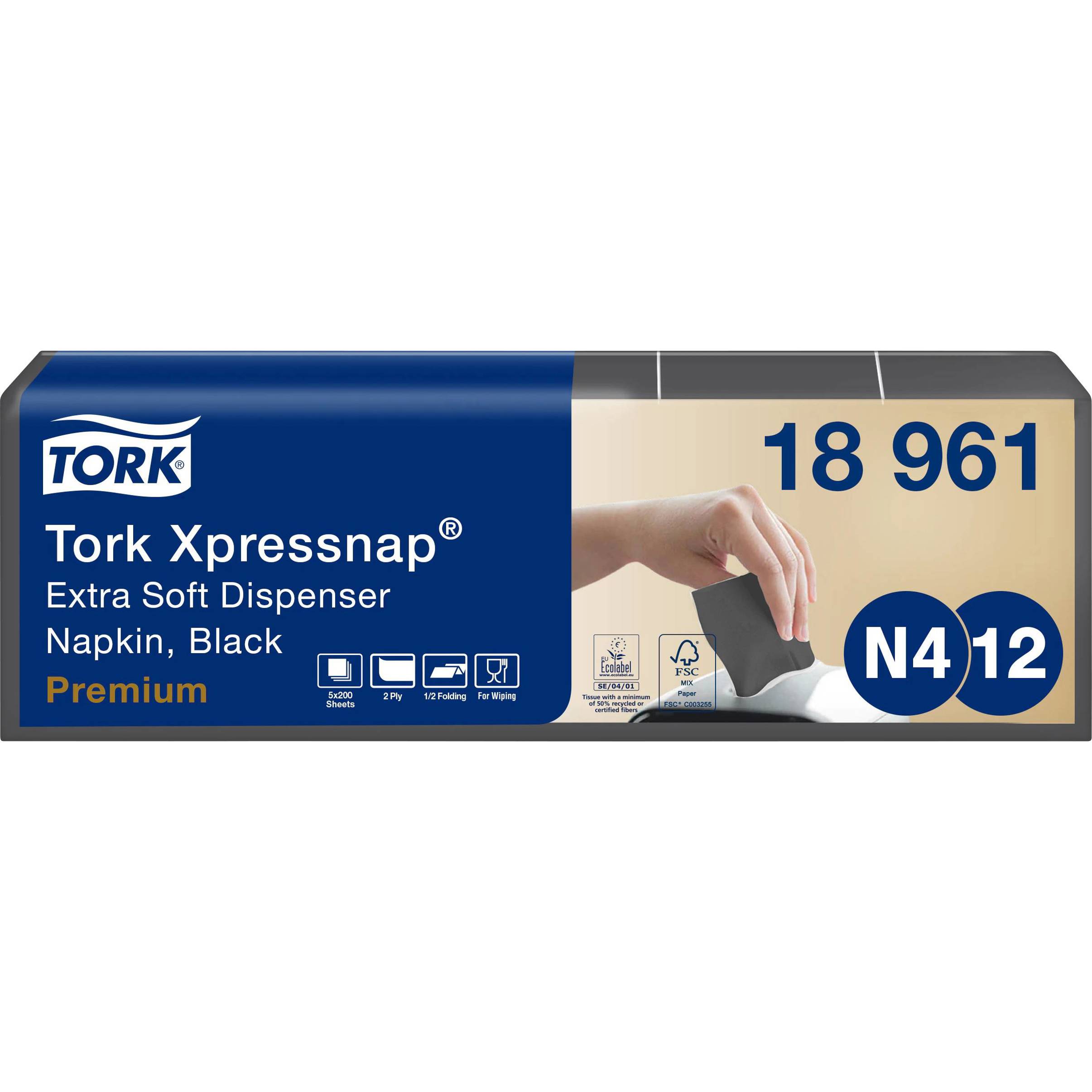 TORK - 18961 (2lagig) Xpressnap® Papierserviette - Schwarz - 8000St.