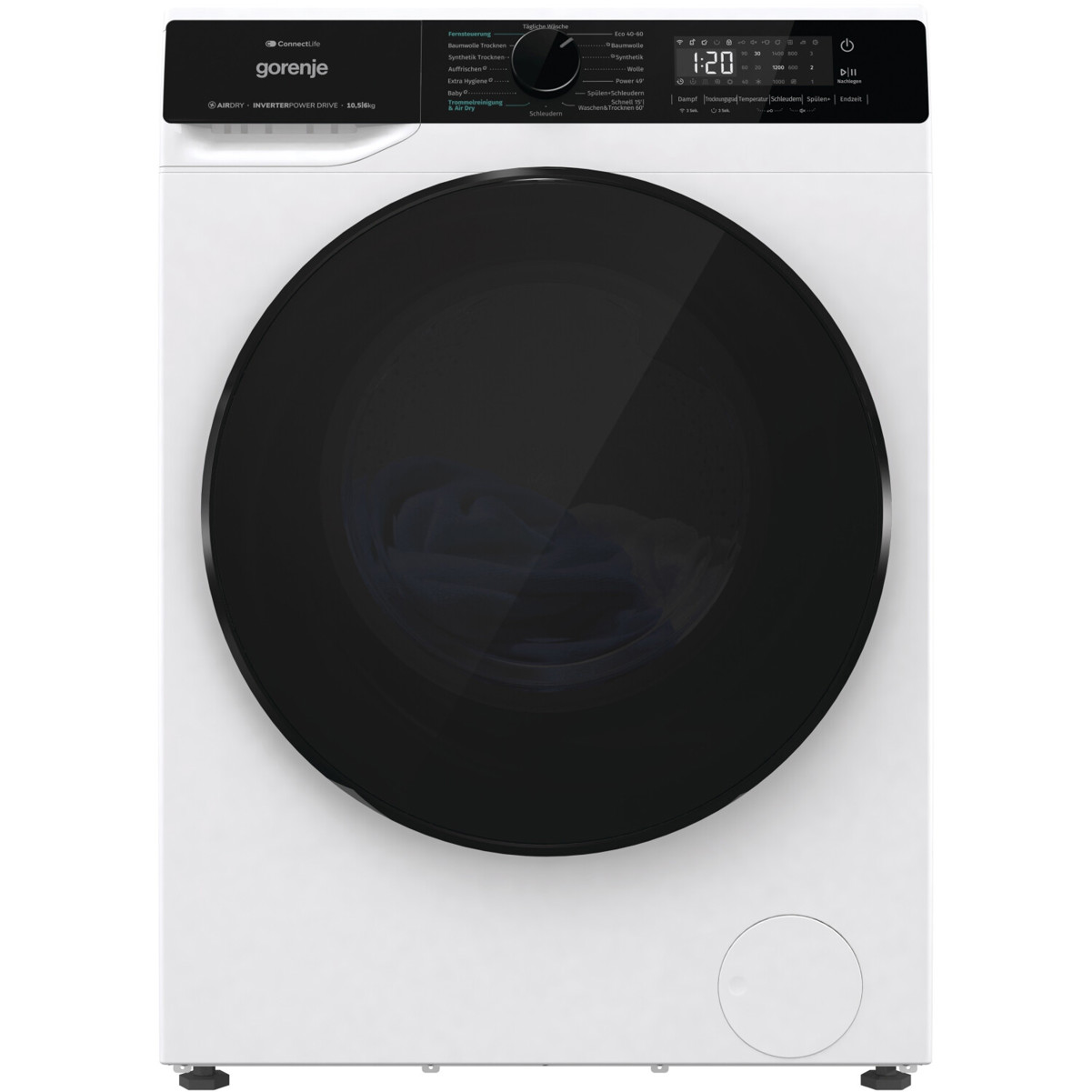 Gorenje - WD2PA1X64ADW - freistehender Waschtrockner (Frontlader, weiß/schwarz, LED Display, WLAN, Inverter-Motor, 10,5/6 kg, 1400 U/min)