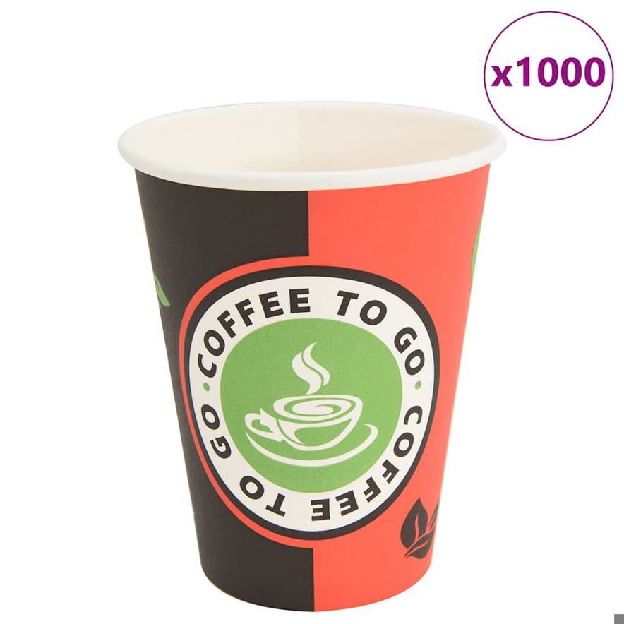 VIDA XL - 12oz 300ml - Pappbecher 1000 Stk. Rot und Schwarz