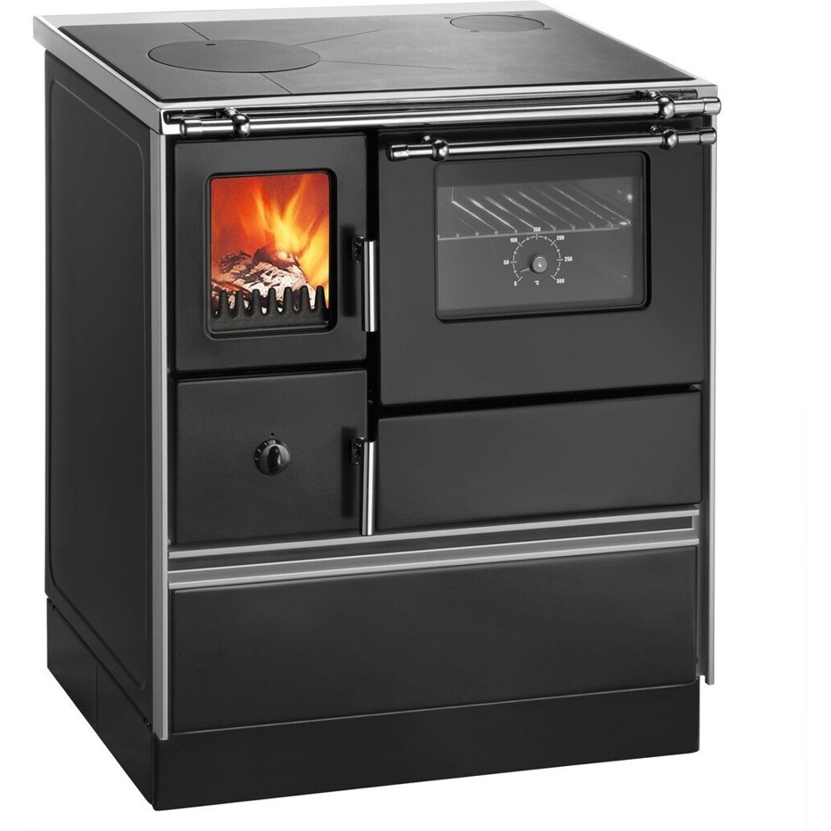 Wamsler - K 176 - Festbrennstoffherd (schwarz, 70 cm Breite, Stahl-Keramik, 5 kW)