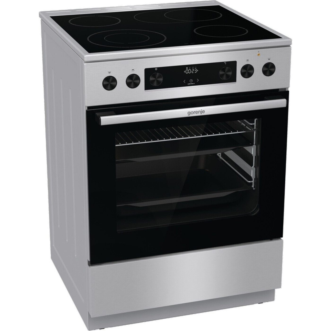 Gorenje - GECS6C70XPA, 4-Zonen Elektro-Standherd (60 cm, Glaskeramik, Teleskopauszug, HomeMADE) silber