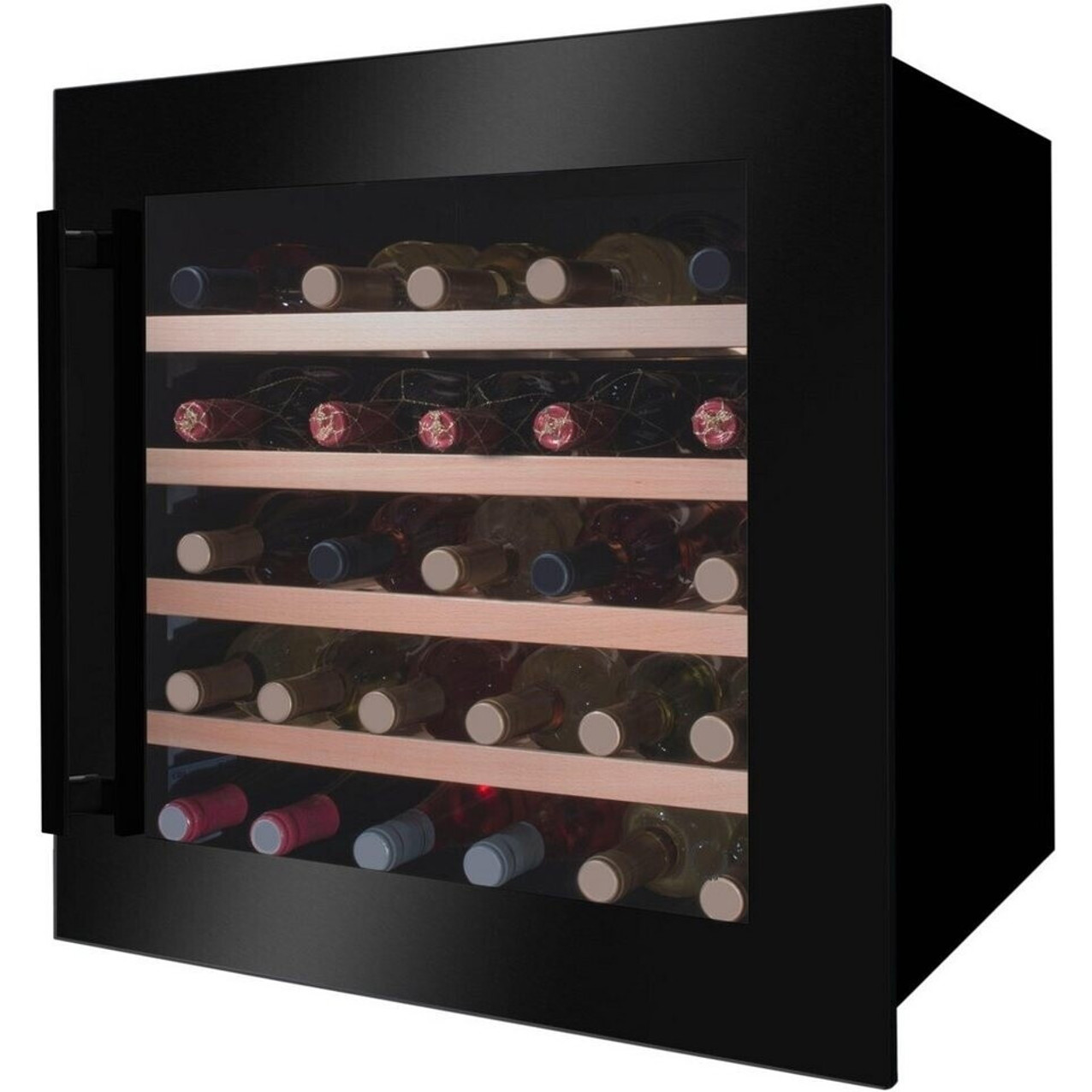 Amica - WK 341 210 S (Schwarzer Weintemperierschrank mit Holzlagerböden und LED-Beleuchtung)