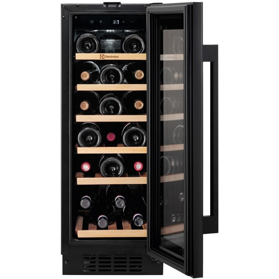 Electrolux - EWUS020B5B (Schwarz wechselbar) Weinkühlschrank mit Glastür & Holzlagerböden - 20 Flaschen