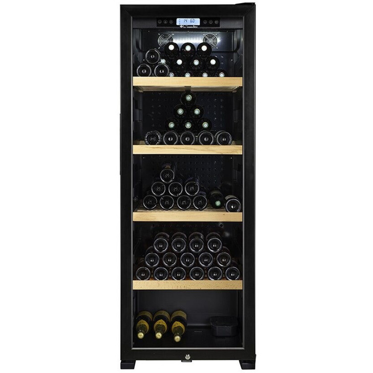 La Sommelière - CLASSIC194 - Weinklimaschrank (schwarz, 188 Flaschen, Glastür, Holzlagerböden, UV-Filter)