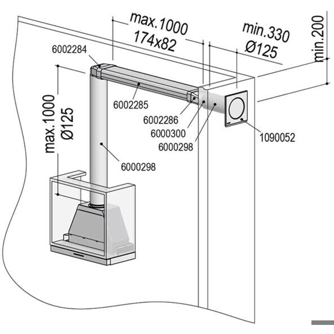 Berbel - 1090076 Abluft-Set II (Flach 125 bT) Mauerkasten