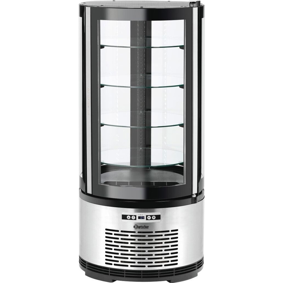 Bartscher - 100L, Freistehende Kühlvitrine (Glastür, Abtauautomatik, Innenbeleuchtung, schwarz)