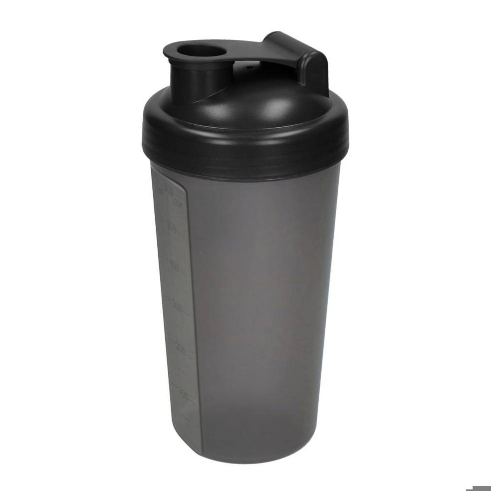 Elasto - Protein Shaker, 0,60 l - Praktischer Shaker für Fitness, schwarz/transluzent-grau