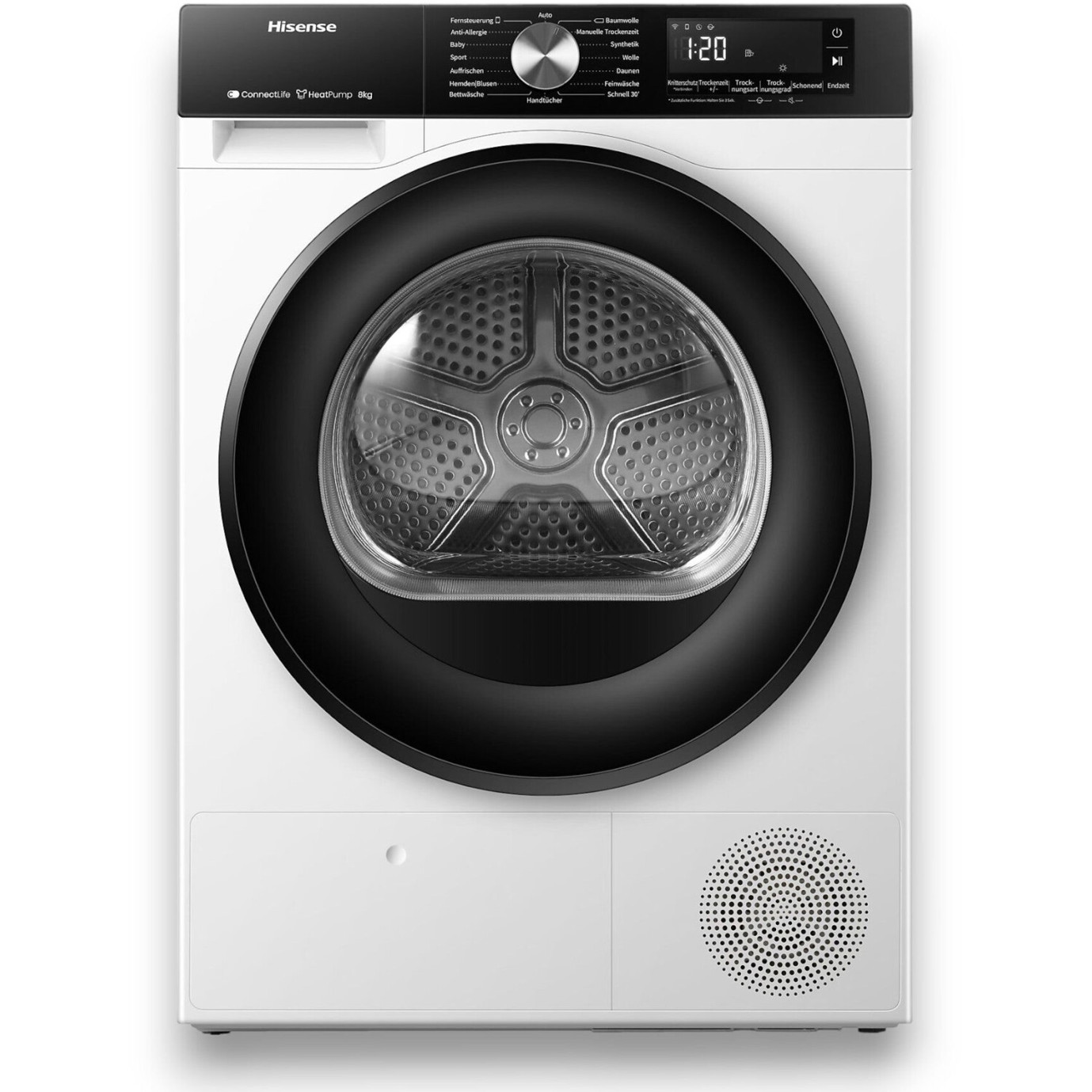 Hisense - DH3S802BW3 (Wärmepumpentrockner weiß mit schwarzem Bullauge, 8 kg, frontladend)