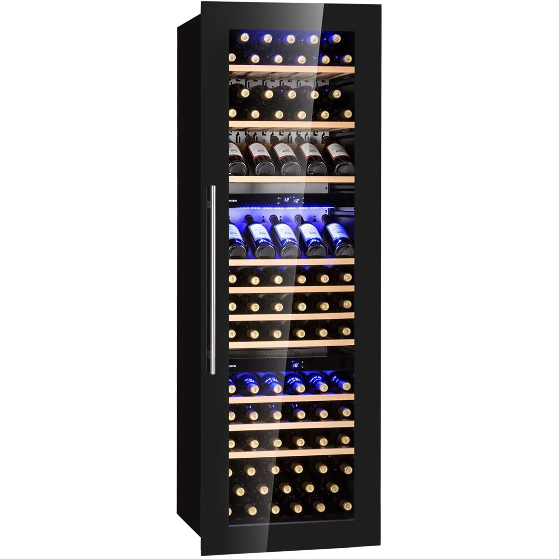 Klarstein - Vinsider 89 Trio (Freistehend, Schwarz, Glastür, 145 Flaschen, Innenraumbeleuchtung, Kompressor)