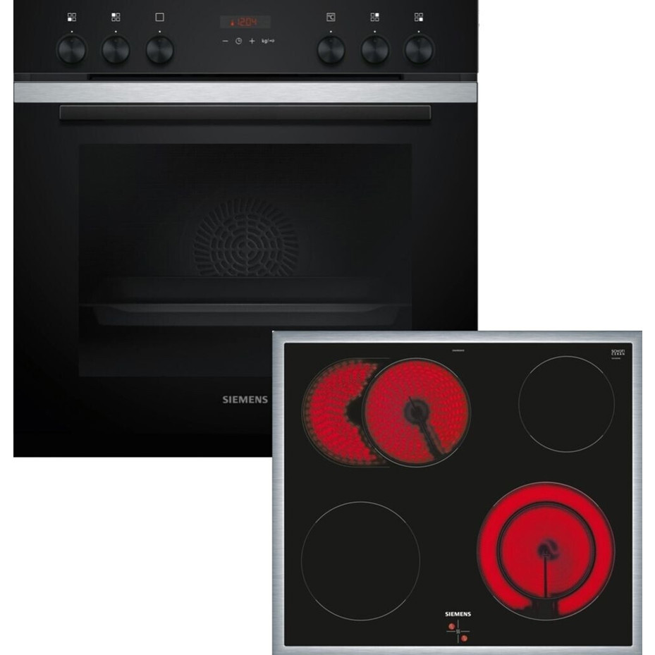 Siemens - (HE273ABS3 + EA64RGNA1E) iQ300 Elektrokochfeld 4 Kochstellen schwarz